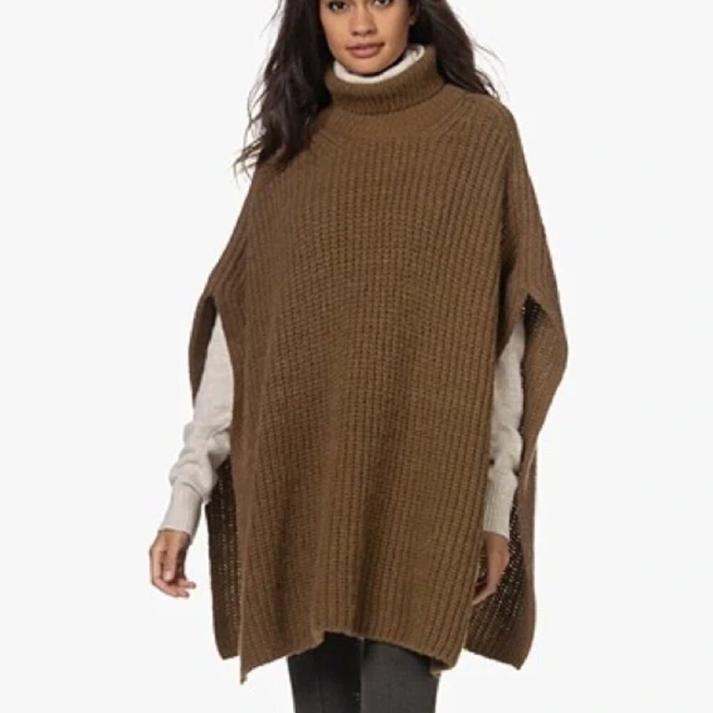 Closed Baby Alpaca Blend Chunky Knit Poncho | Tawny Brown | Xs